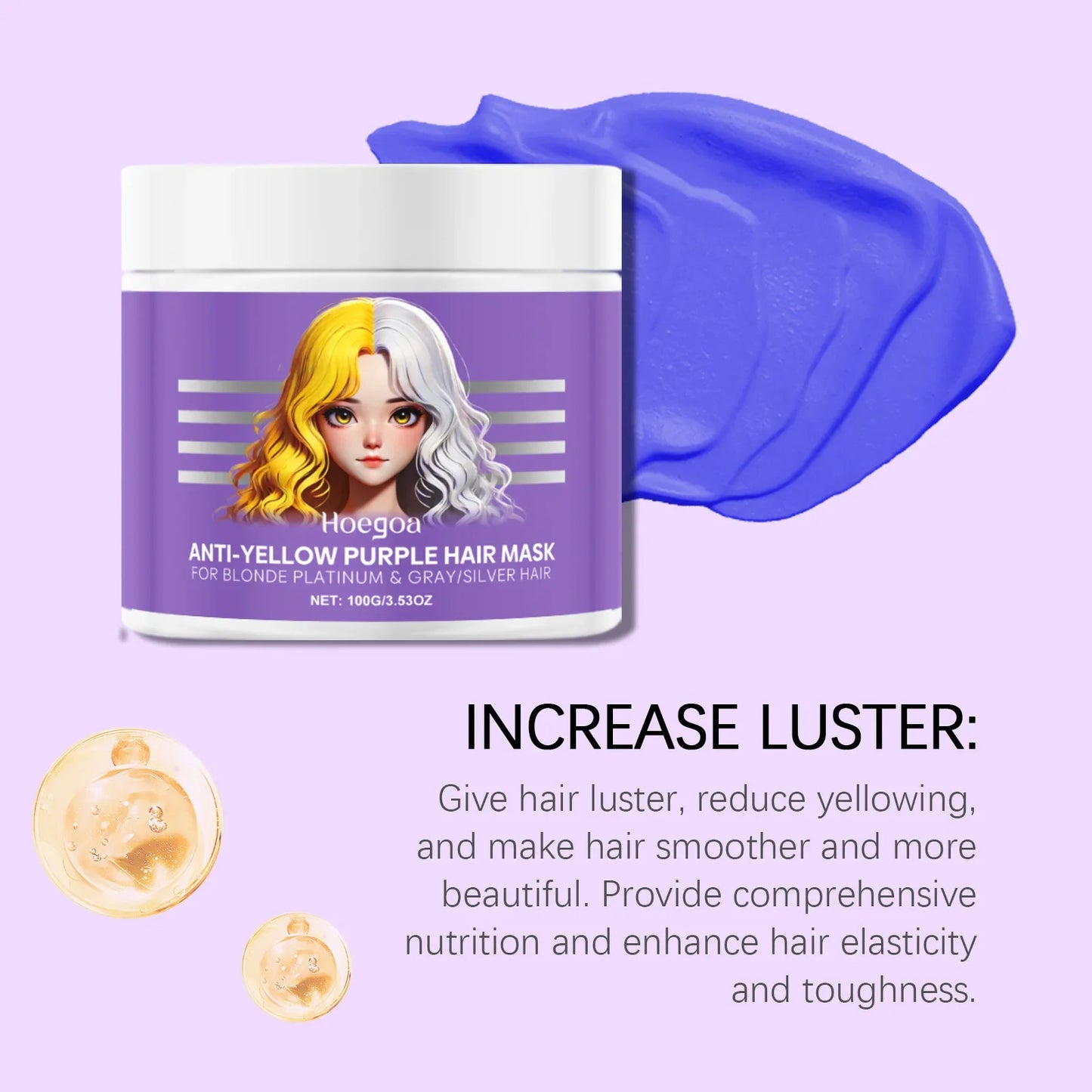 HOEGOA Purple Hair Mask – Anti-Brass Toner for Blonde & Silver