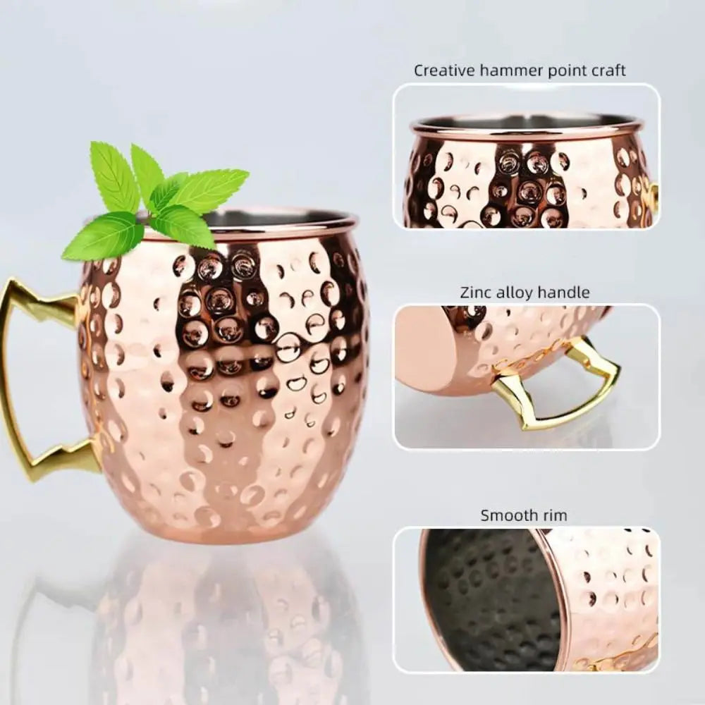 500ml Pure Copper Cup Handcrafted Thickened Mug Cup Moscow Mule Smooth Finish Drum Cup Mules Cocktails Coffee Beer Peaceful Pleasures Health and Wellness