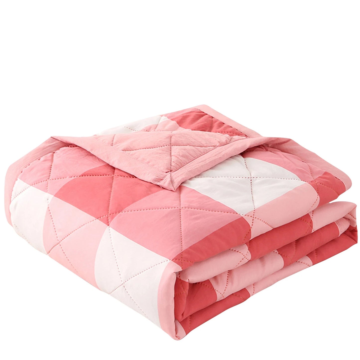 Summer Thin Comforter Soft Air-Conditioned Four Season Comforter Machine Washable Single Double Blanket Ultrasonic Quilted Quilt Peaceful Pleasures Health and Wellness Light pink One Size
