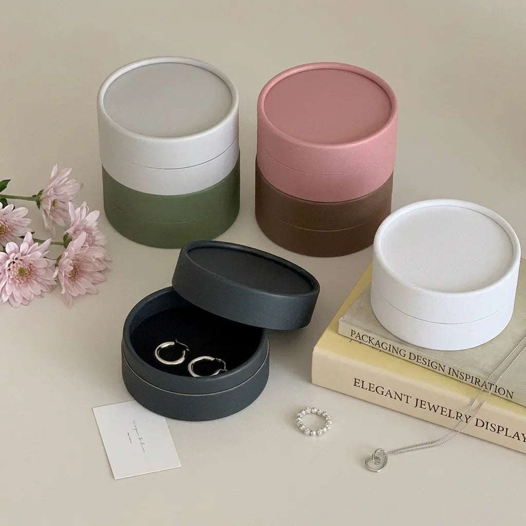 Round Minimalist Jewelry Box | Elegant Paper Gift Box