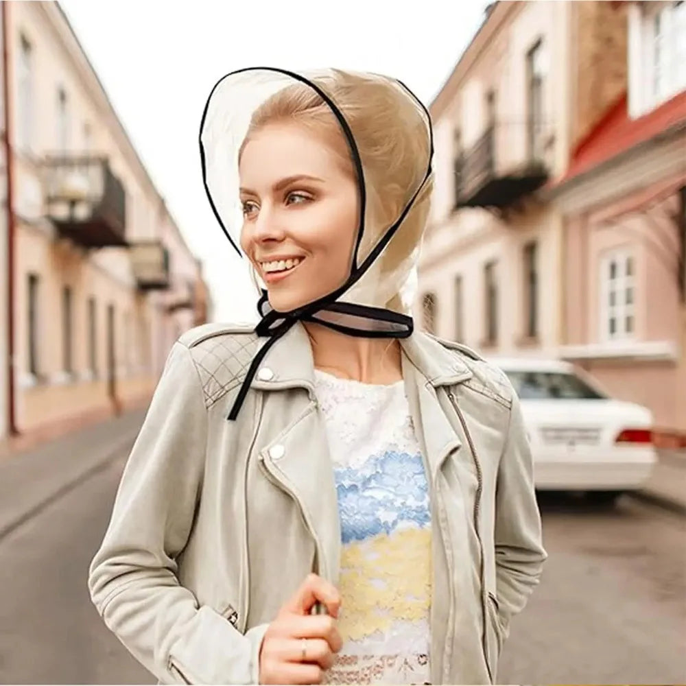 Clear Reusable Waterproof Rain Hat with Wide Brim for Women Lady Outdoor Travel Hiking Gardening Shopping Beach Wind Protection Peaceful Pleasures Health and Wellness