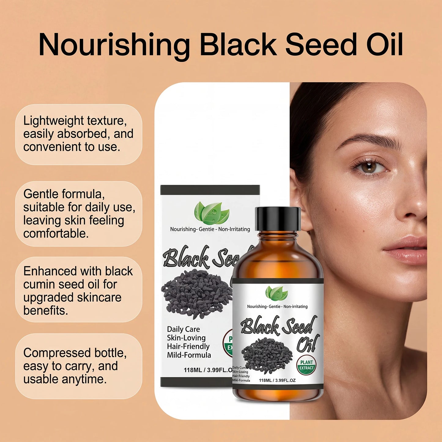 Organic Black Seed Oil for Hair, Face & Body – 118ml