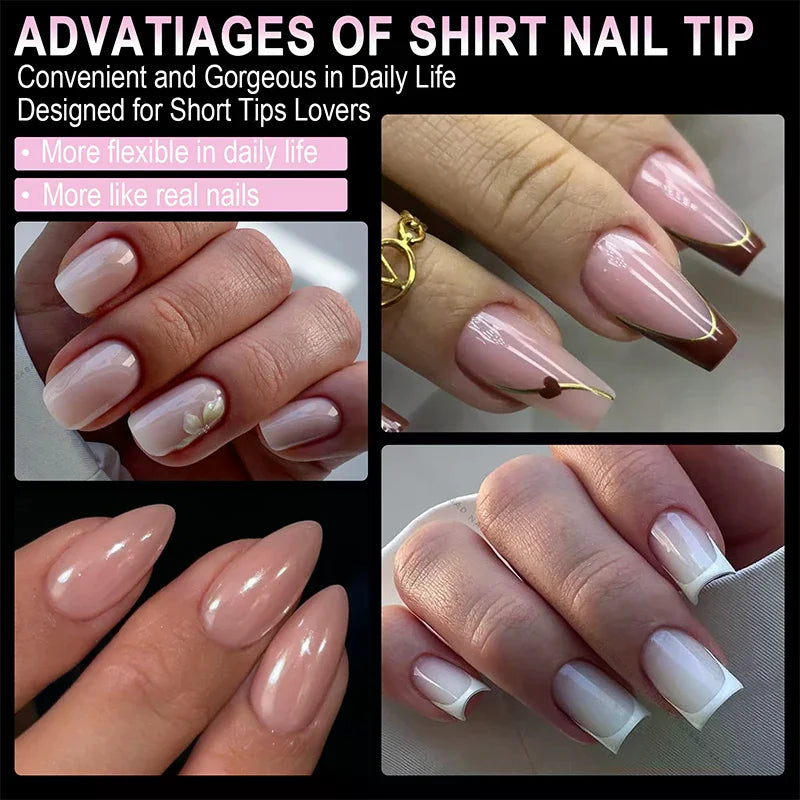 504 Pcs False Nail Tips Semi-Matte Finish Almond French Coffin Stiletto Oval Square Shapes With Front Edge Thickened Fingertips Peaceful Pleasures Health and Wellness