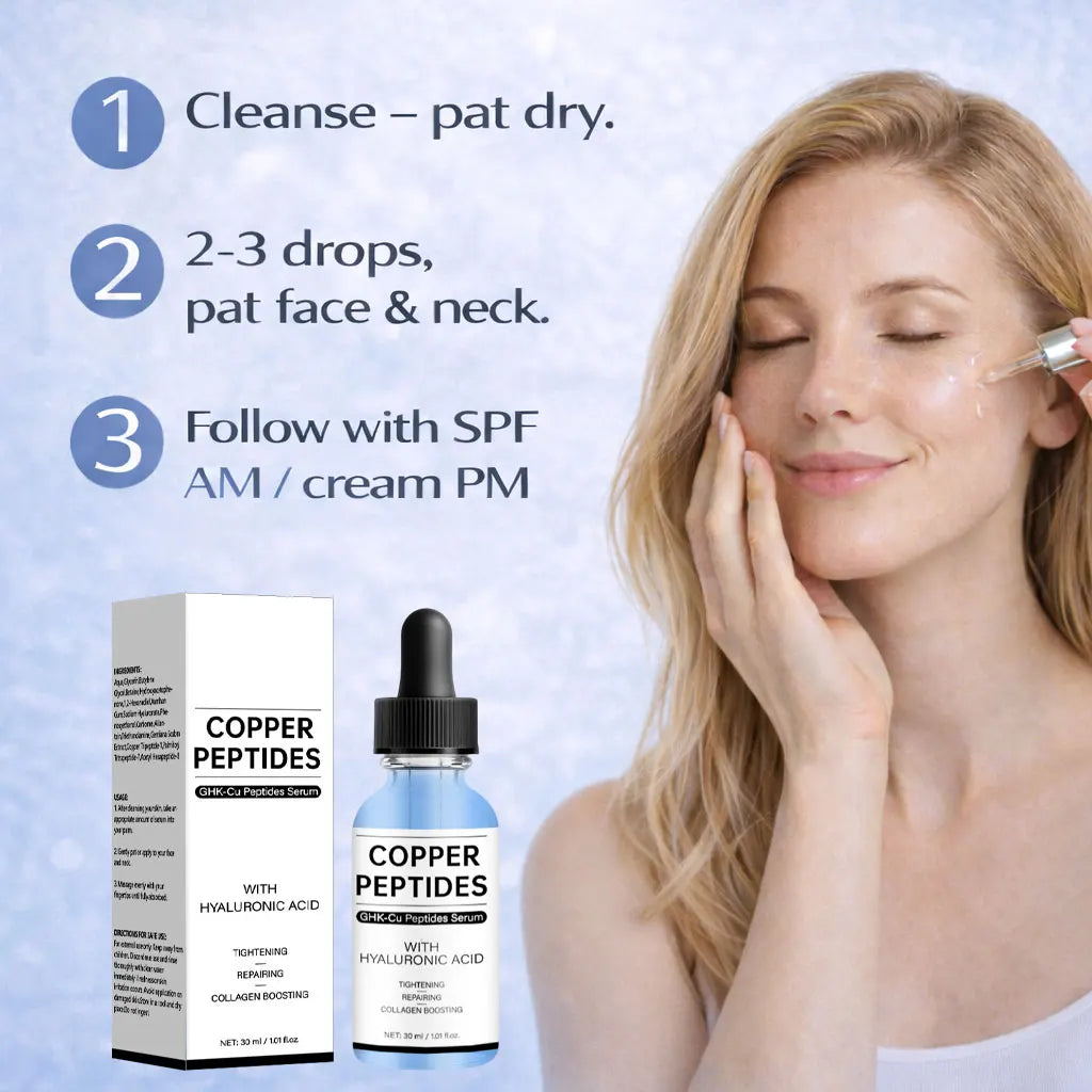 Copper Peptides Serum for Face,Tightening, Soothing,Colagen Boosting with Hyaluronic Acid Skin Care,30ml Serum for Women Peaceful Pleasures Health and Wellness