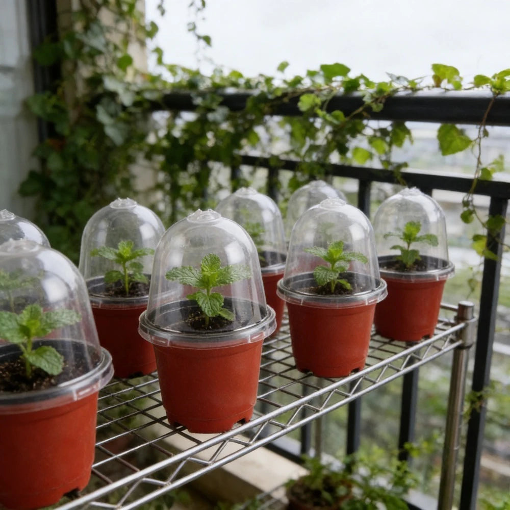 18-Piece Nursery Pots with Humidity Dome Lids – Clear Plastic