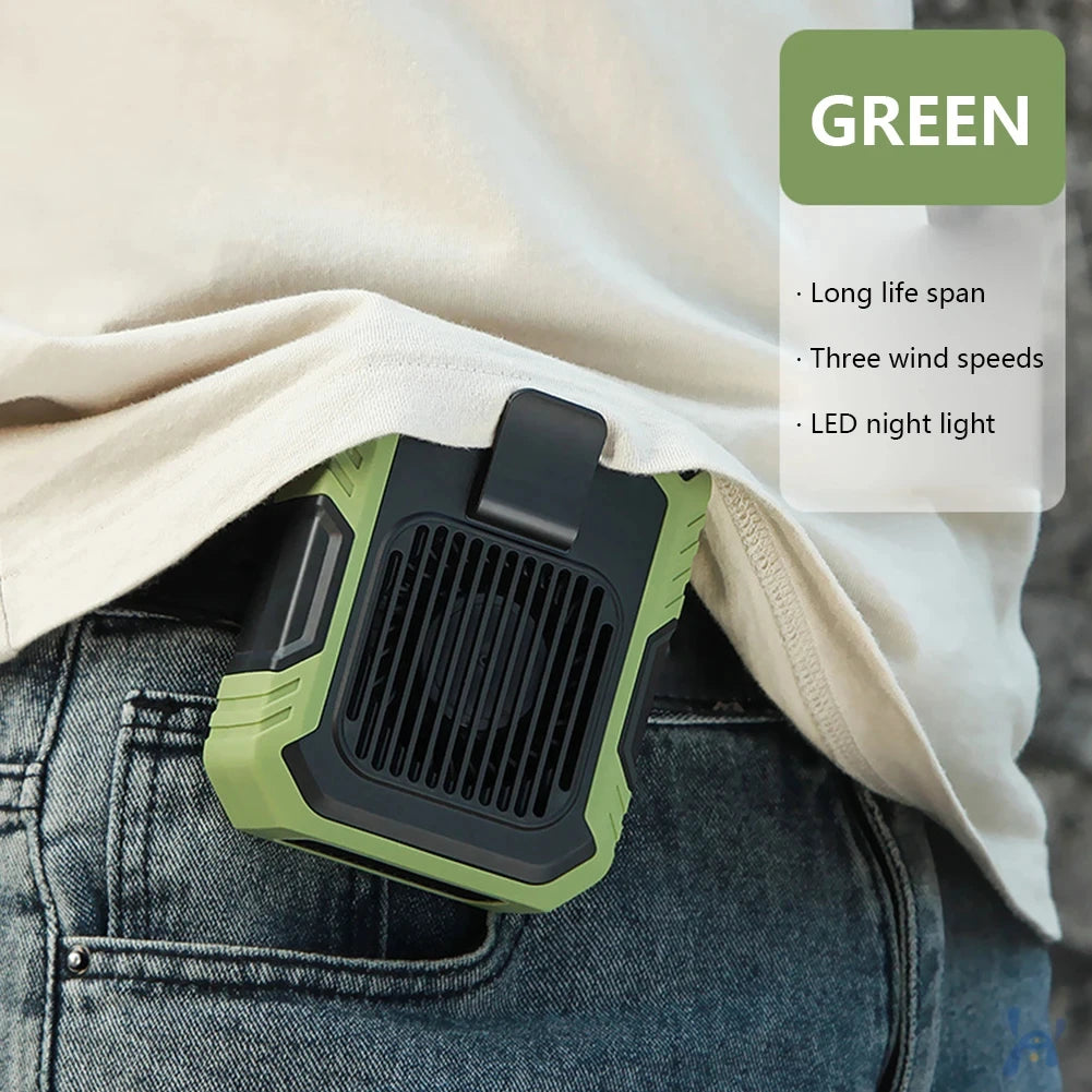 Portable Belt Fan 3 Speed 4000mAh Hands-free Fan USB Rechargeable Cooling Waist Fan Emergency Mobile Power Bladeless for Outdoor Peaceful Pleasures Health and Wellness