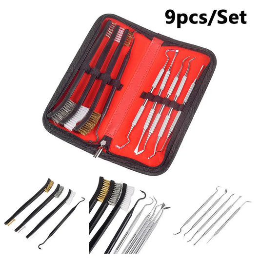 Universal Gun Cleaning Brushes Picks Kit Set Brass Copper Steel Nylon Stainless Steel Ploymer Pick Set Bristle Hunting Kits Peaceful Pleasures Health and Wellness Default Title