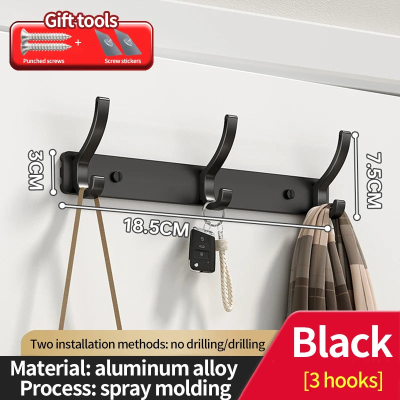 6-Hook Wall Mounted Aluminum Towel & Hat Rack | Door Hook