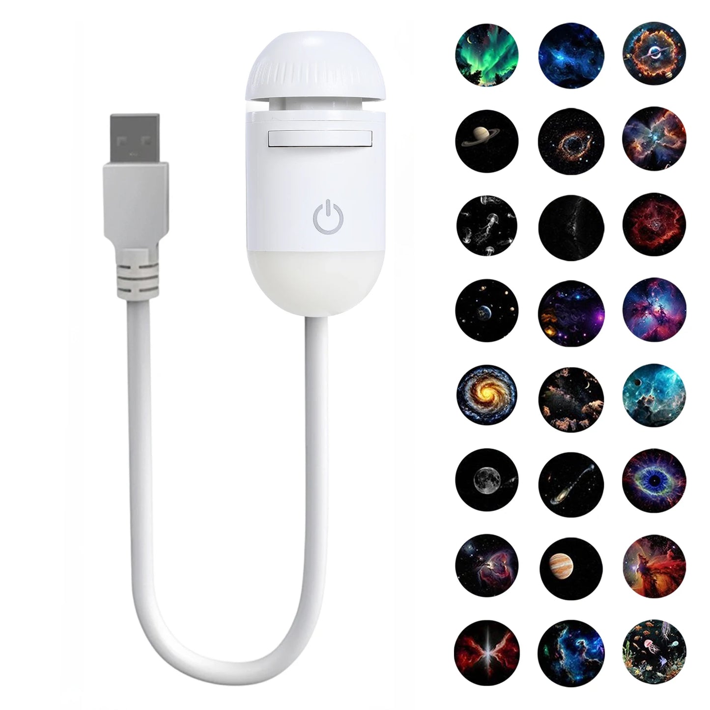 2-in-1 Galaxy Projector Night Light Multi Projection Films Starry Sky Night Light USB Projection Lamp for Bedroom Ceiling Wall Peaceful Pleasures Health and Wellness 24 Projector Films