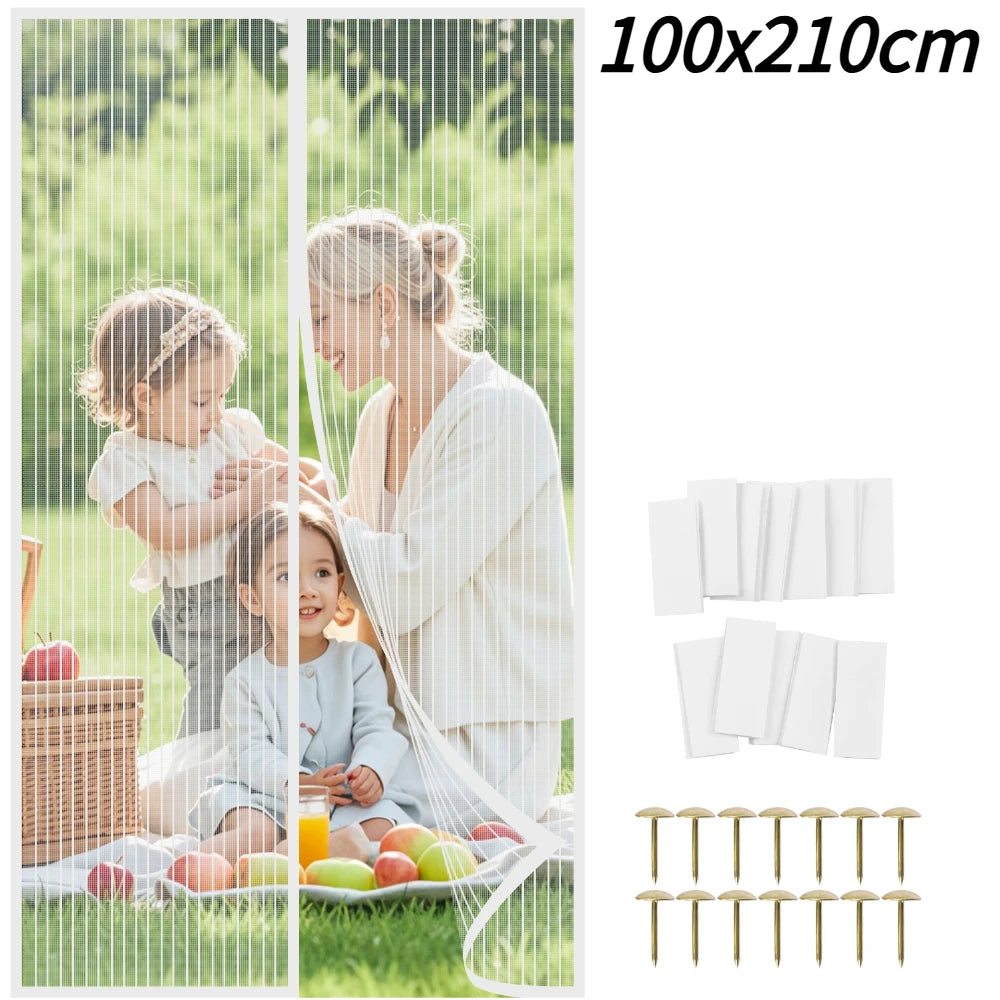 Magnetic Screen Door Net Self Closure Pets Dog Friendly Durable Fiberglass Mesh Curtain Keep Bugs Mosquito Out For Bedroom Door Peaceful Pleasures Health and Wellness B Type white 1pc