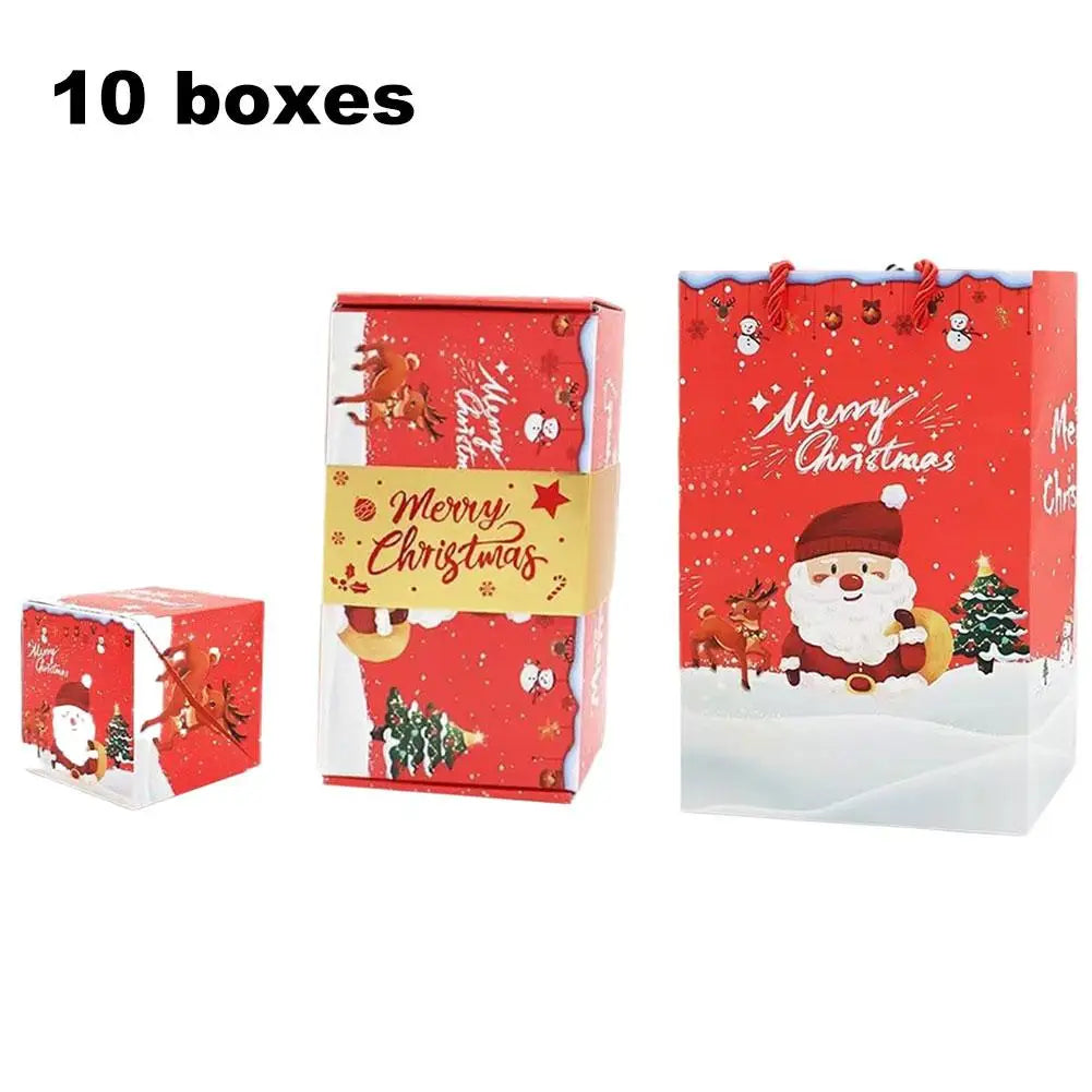 Christmas Popular Surprise Jumping Gift Box - Folding Bouncing Red Envelope Style Creative Present Box For Christmas Birthday Peaceful Pleasures Health and Wellness 10pcs 1 9.5x9.5x11cm