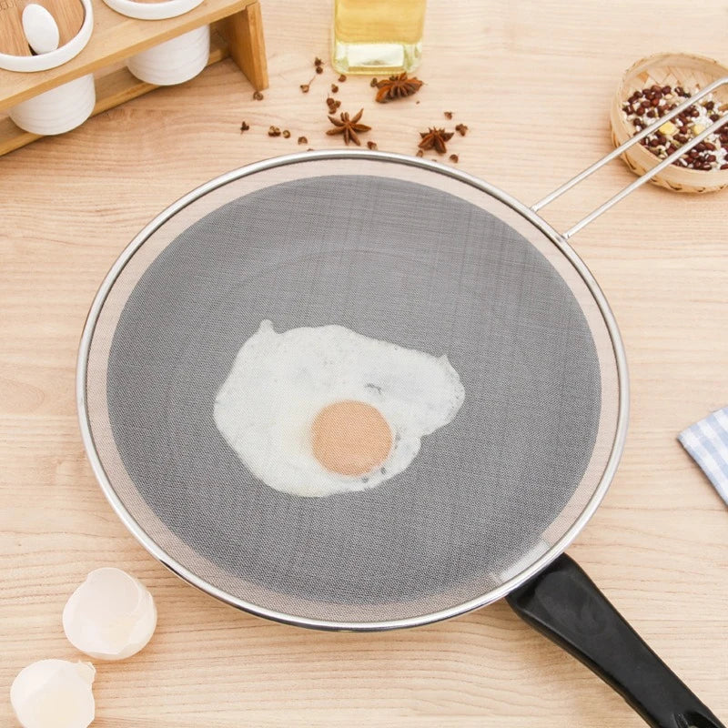 Stainless Steel Oil Proof Mesh Cooking Anti Splatter Split Guard Splatter Proof Oil Cover Mesh Pot Lid Cooking Kitchen Gadget Peaceful Pleasures Health and Wellness