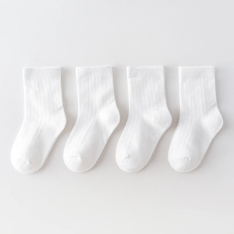 Four pairs of children's socks for spring and autumn, striped versatile style, mid-calf socks with a school style. Peaceful Pleasures Health and Wellness 4 pairs 2-3T