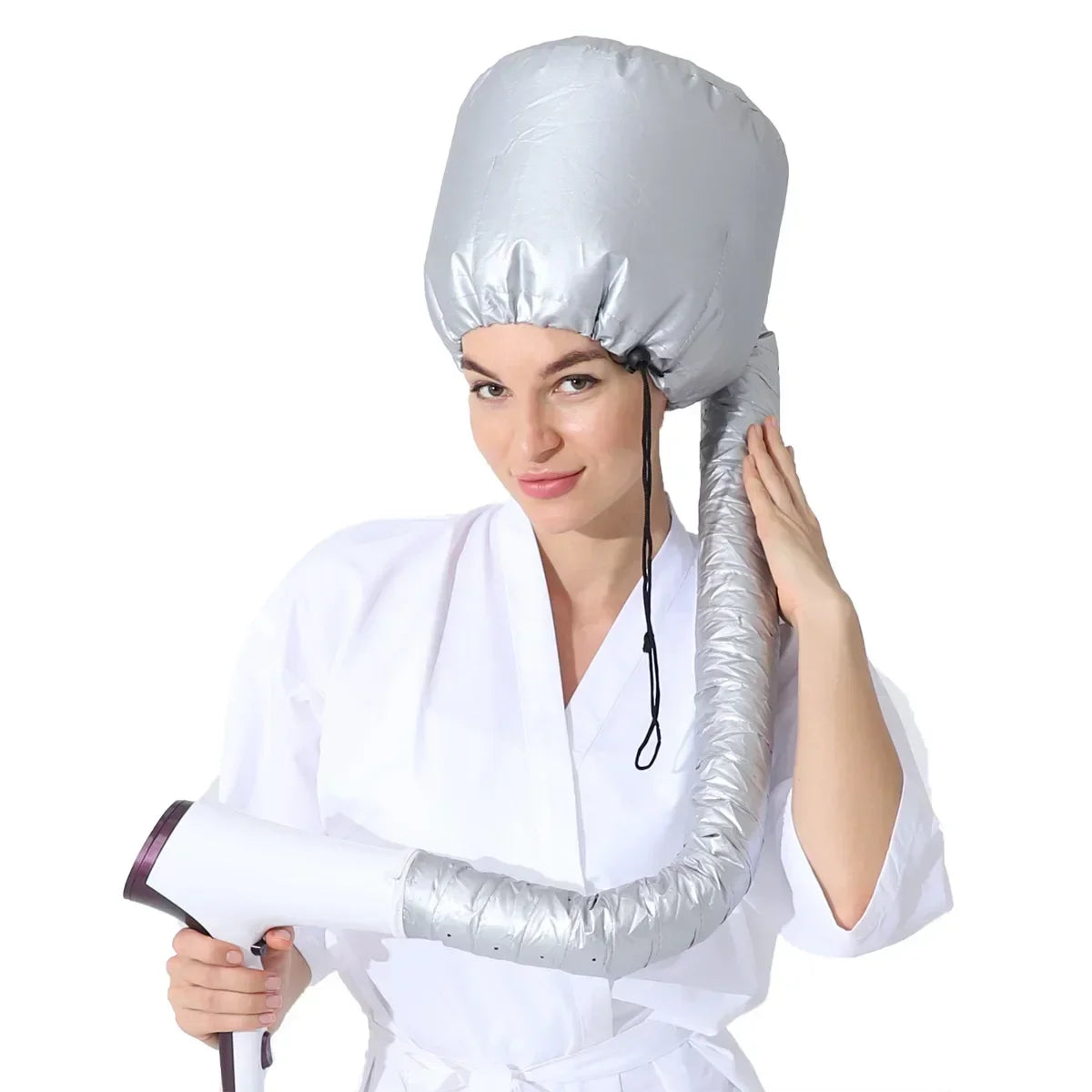 Portable Hair Bonnet Dryer Cap Lazy Man Hair Dryerr Cap Quick Dry Hair Dryer Heating Set Oil Baking Cap Household Fast Dry Peaceful Pleasures Health and Wellness grey