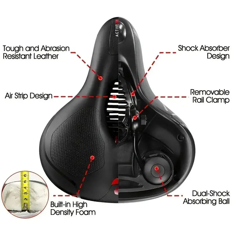 Dual shock-absorbing ball memory foam waterproof wide bike saddle for stationary bike/exercise bike/mountain bike/road bike etc. Peaceful Pleasures Health and Wellness