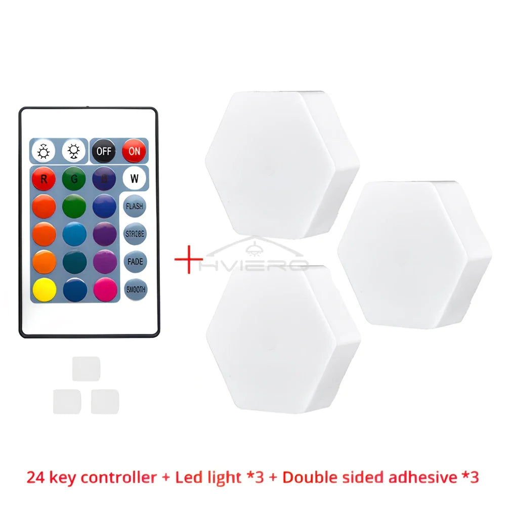 RGB Hexagon LED Wall Light – Touch & Remote Modular Honeycomb