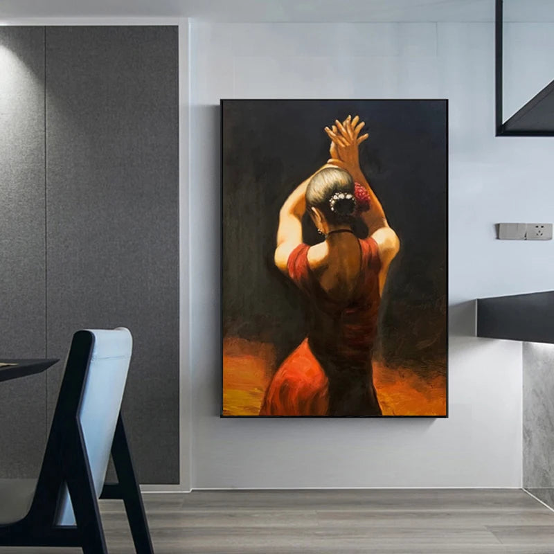 Hanging Canvas Paintings for Hotel, Living Room Dancer Painting, Latina Woman Oil Painting, High Quality, Hand-painted Painting Peaceful Pleasures Health and Wellness