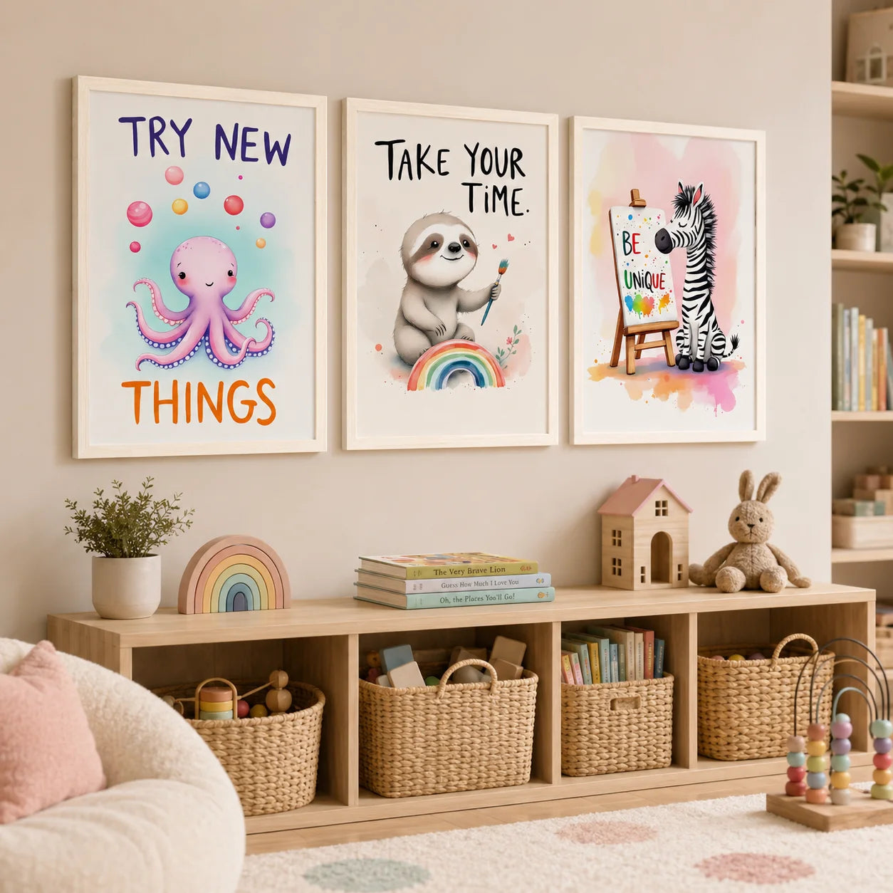 Nordic Animal Nursery Canvas Wall Art – Kids Room Decor Nursery Canvas Print Peaceful Pleasures Health and Wellness