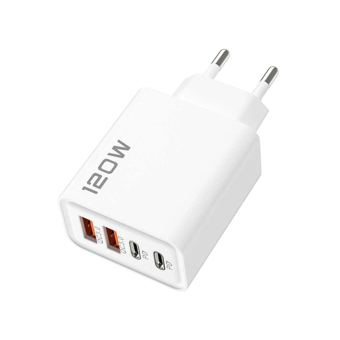 120W 4-Port USB-C PD Fast Charger | QC3.0 Wall Adapter