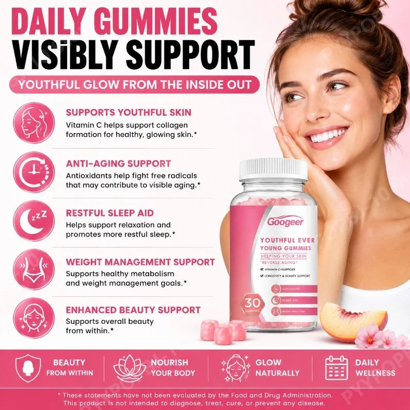 Googeer Collagen Gummies 30ct | Vitamin C & Skin Elasticity
