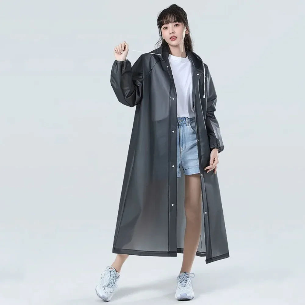 Adult Raincoat Hooded One-piece Long Raincoat Reusable Poncho Outdoor Rainwear For Women And Men Transparent Waterproof Poncho Peaceful Pleasures Health and Wellness