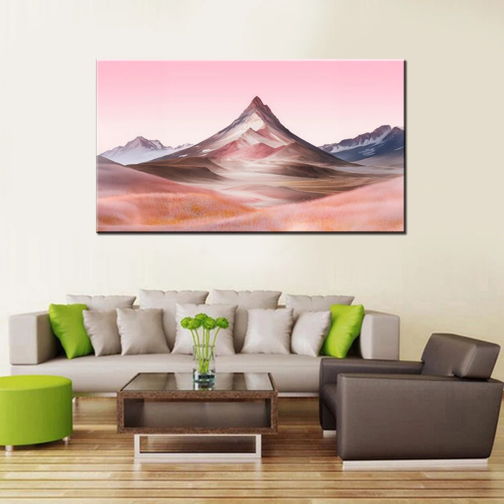 Canvas Wall Arts Nature Mountain Landscape Pink aesthetic Wallpaper Poster And Picture Print Interior Home Decor For Living Room Peaceful Pleasures Health and Wellness