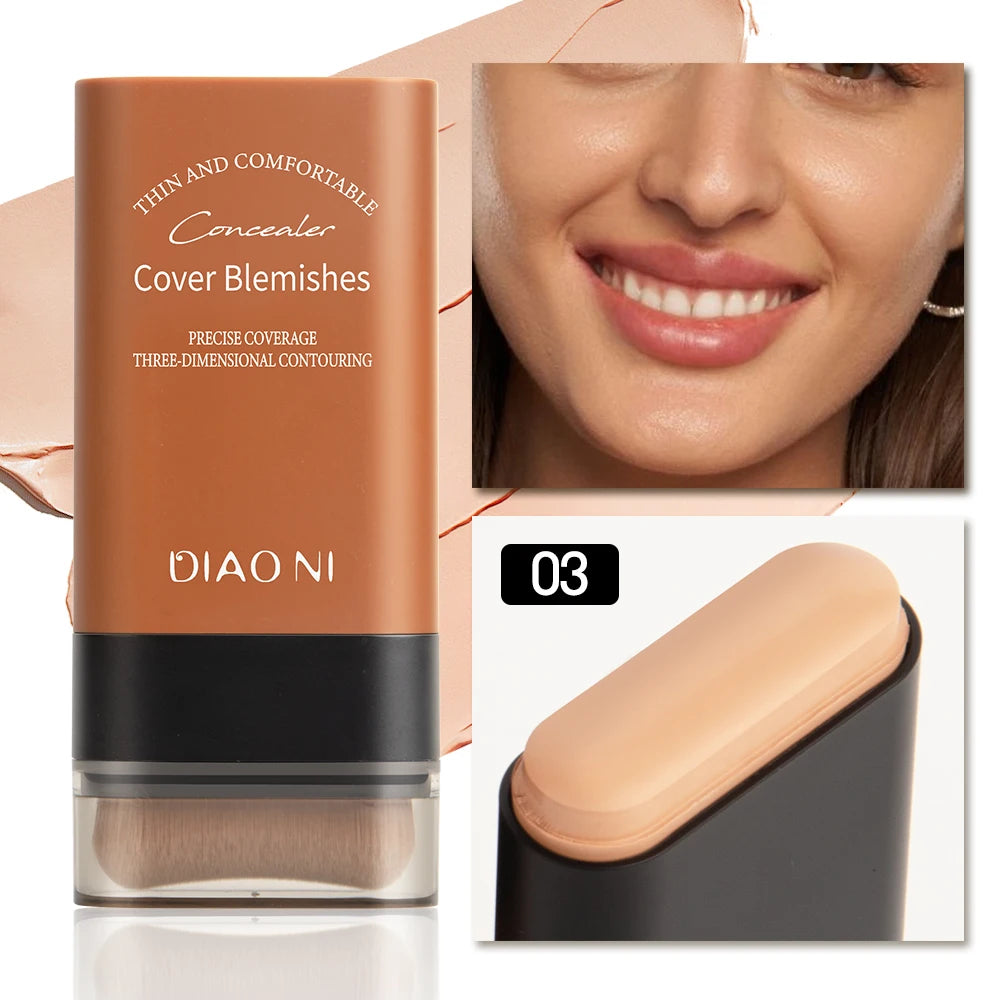 Tioni Dual-Head Foundation Stick with Brush – Long-Lasting