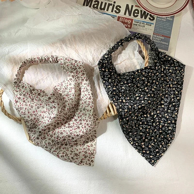 Floral Kerchief Headwear Wrist Head Wrap Scarf Triangular Headscarf