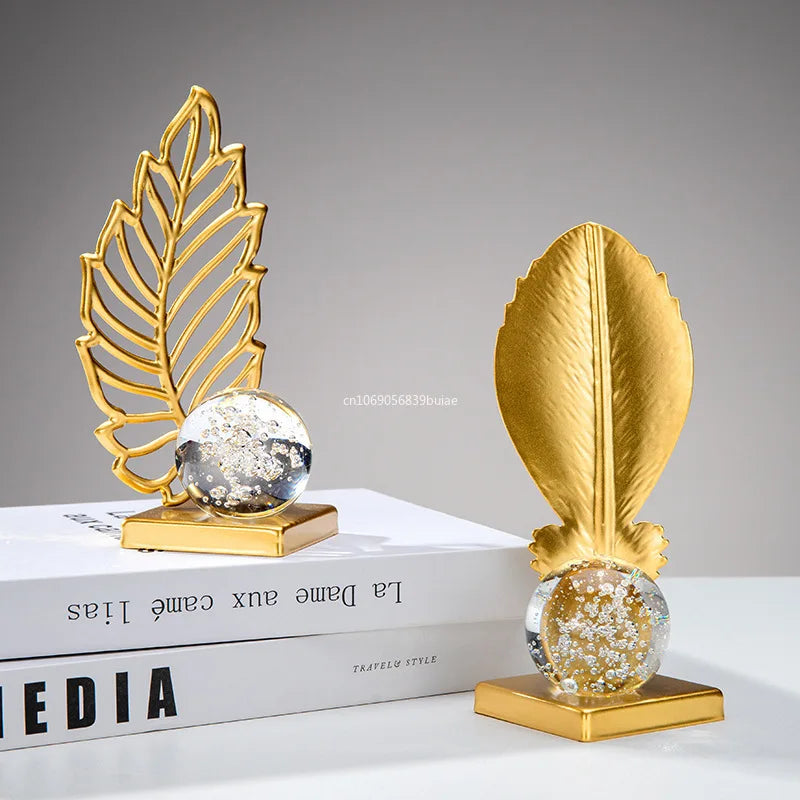1Pc Modern Light Luxury Living Room Decor Ornaments Wrought Iron Crystal Ball Abstract Model Crafts Desktop Ornaments Home Decor Peaceful Pleasures Health and Wellness
