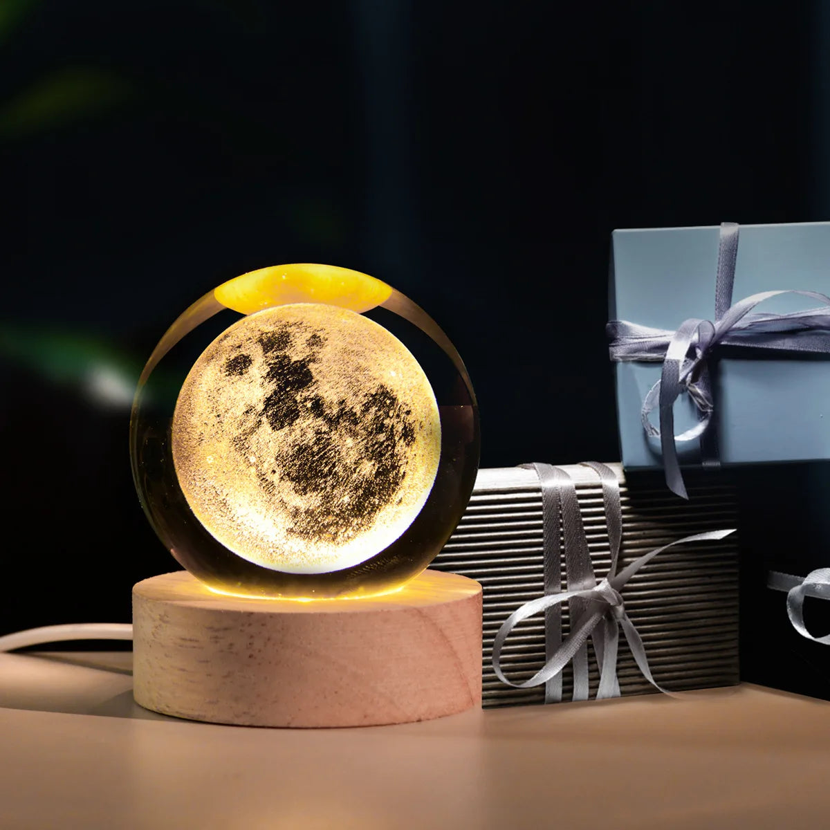 LED Night Light Milky Way Galaxy Solar System Crystal Ball Children Night Lamp Bedroom Ambient Light Creative Gift Night Light Peaceful Pleasures Health and Wellness