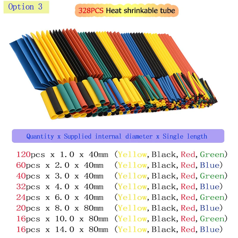 Heat-shrink Tubing Thermoresistant Tube Heat Shrink Wrapping Kit Polyolefin Shrinking Assorted Heat Shrink Tubing Wire Cable Peaceful Pleasures Health and Wellness 328PCS