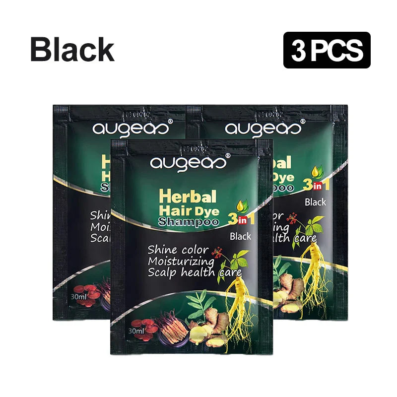 Natural Herbal Hair Dye Shampoo – Grey Coverage 30ml (3/5 Pack)
