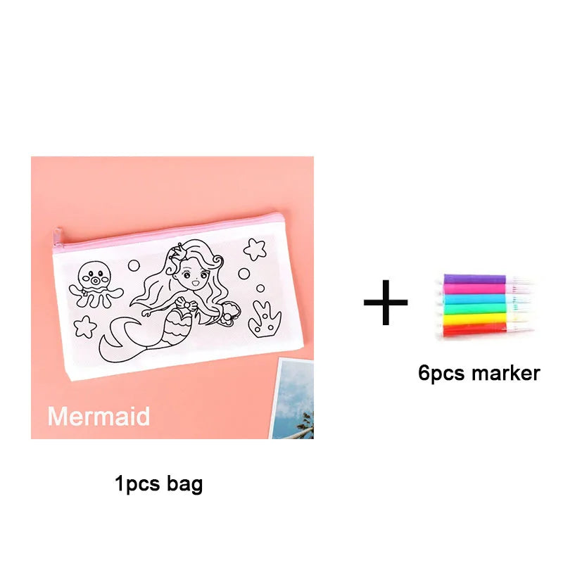 Non Woven Pen Bag DIY Coloring Stationery Kids Students Painting Toys