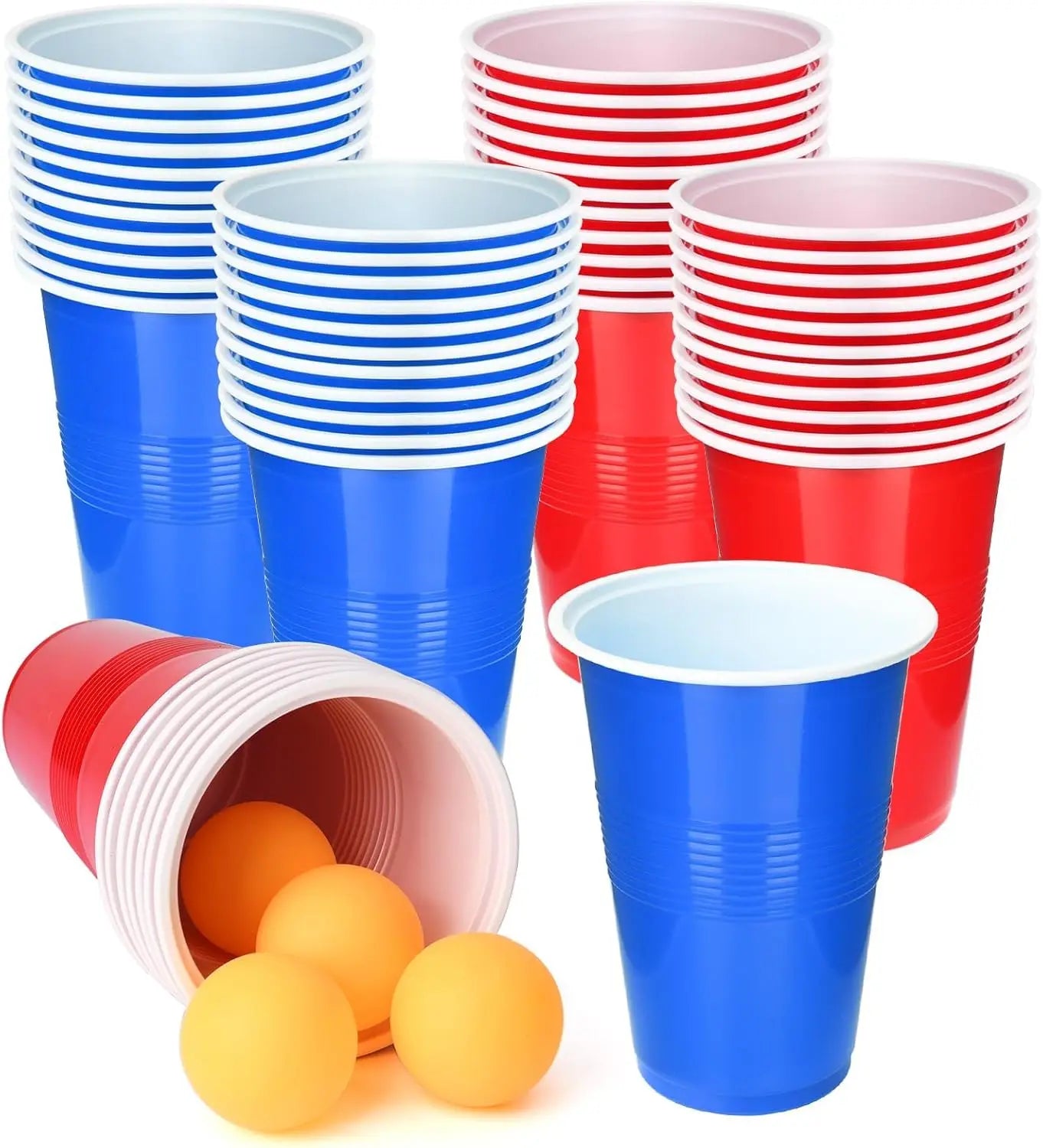 60 Packs 16 Oz Plastic Party Cups with 6PCS Ping Pong Balls Beer Pong Game Set for Drinks, Soda Punch Barbecues Picnics Party Peaceful Pleasures Health and Wellness