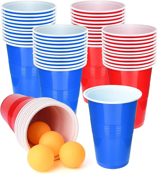 60 Packs 16 Oz Plastic Party Cups with 6PCS Ping Pong Balls Beer Pong Game Set for Drinks, Soda Punch Barbecues Picnics Party Peaceful Pleasures Health and Wellness