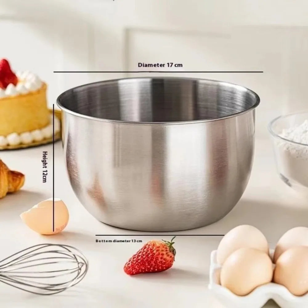 Stainless Steel Mixing Bowl Household Deep Design Salad Egg Beating Basin Splash Proof Bread Cake Fruit Container Peaceful Pleasures Health and Wellness S