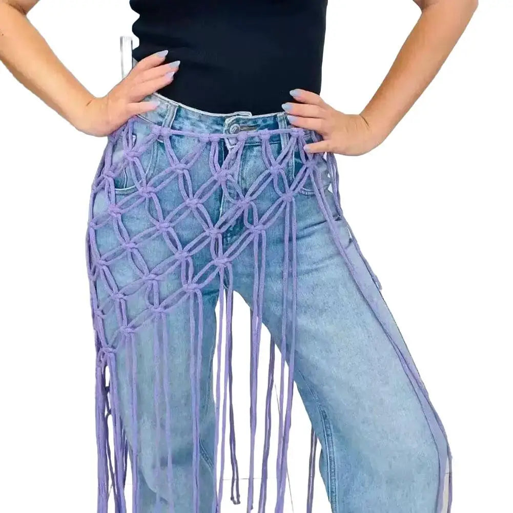 Bohemian Tassel Waist Belt | Handwoven Macrame Fringe Waistband