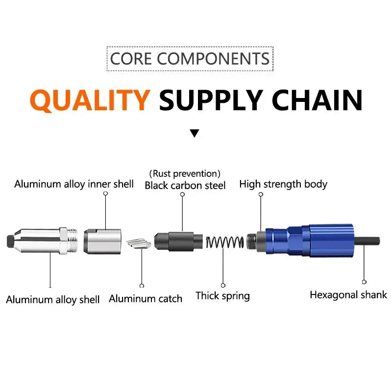 Electric Rivet Gun Drill Adapter | 2.4–4.8mm Blind Rivet Tool Peaceful Pleasures Health and Wellness
