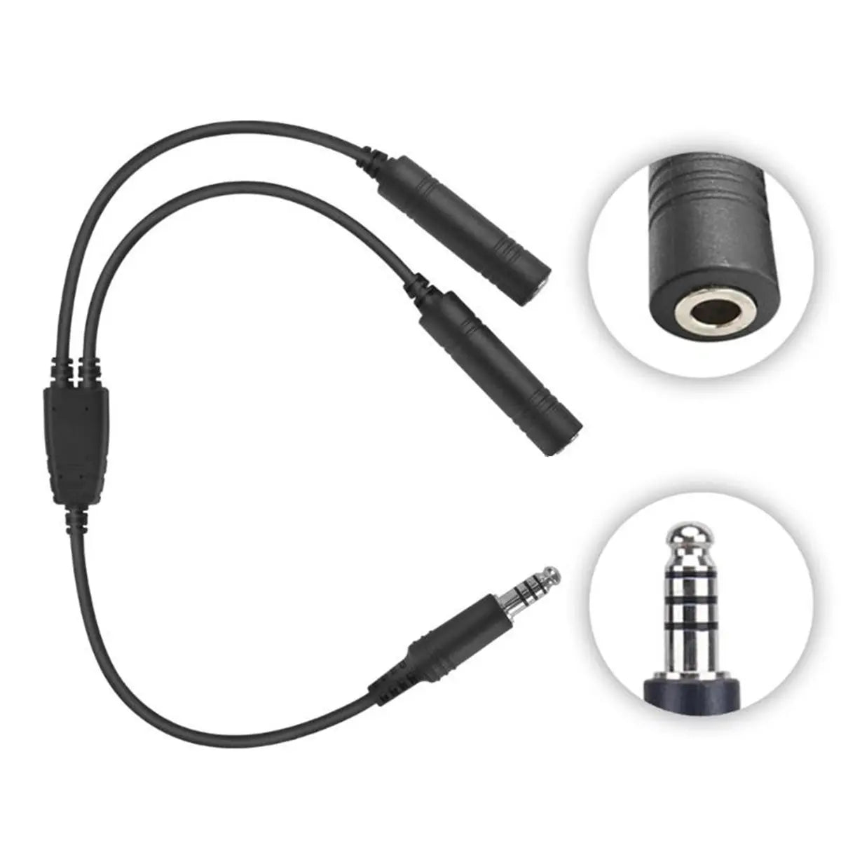 Aviation Headset Adapter – Dual Plug to U174/U Converter Cable Peaceful Pleasures Health and Wellness