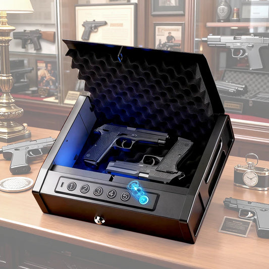 Biometric Gun Safe Box – Fingerprint & Keypad Lock Peaceful Pleasures Health and Wellness