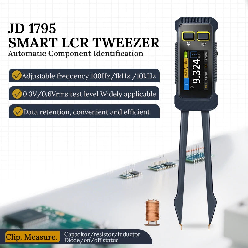 Digital Smart Tweezer LCR SMD ESR Tester Resistance Capacitance Inductance Continuity Diode Test Measurement Tools Peaceful Pleasures Health and Wellness