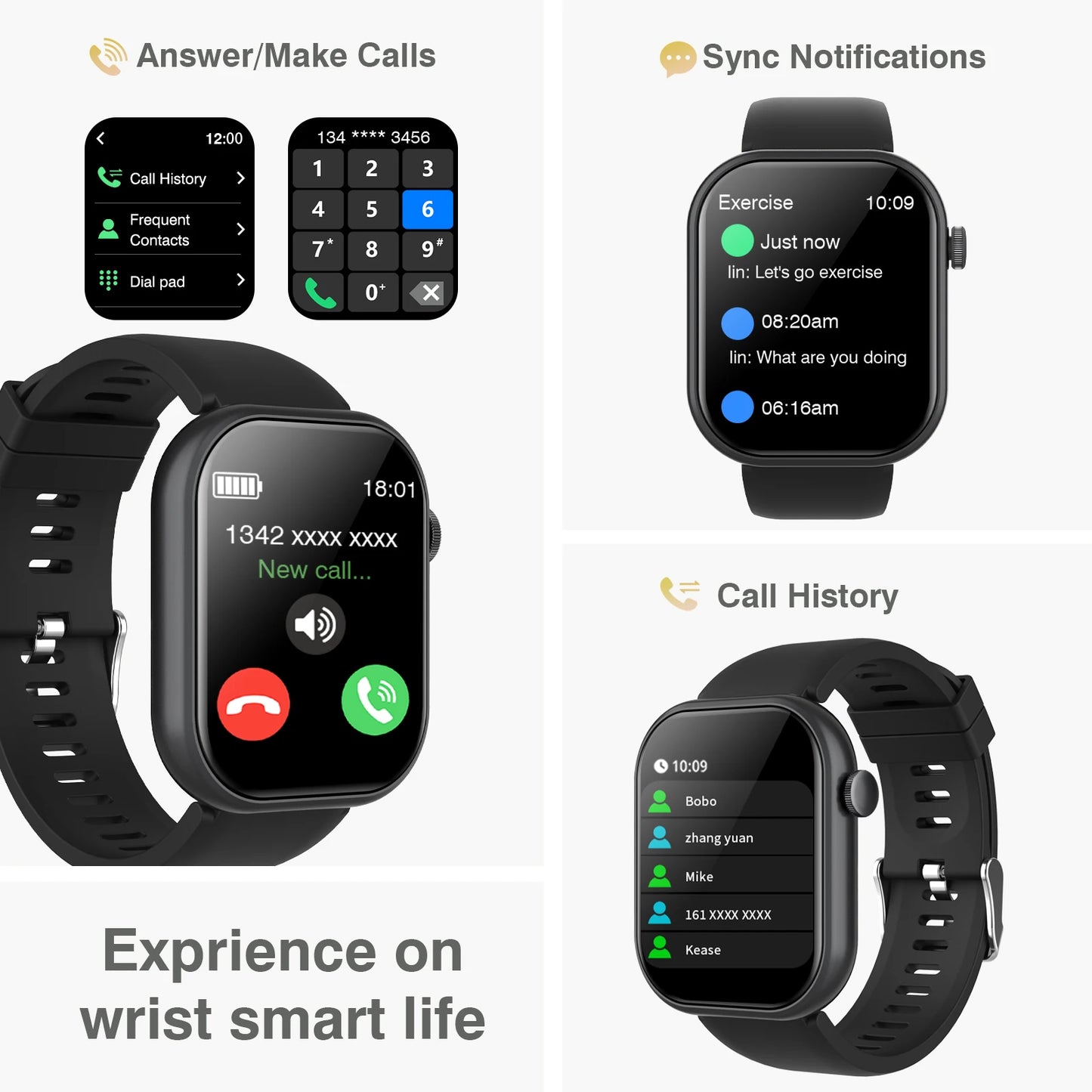 LOMAXFR Unisex Smart Watch – 2.01" HD, Wireless Calls & Sports