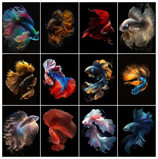 Tropical Fish Canvas Wall Art | Betta Goldfish Rainbow Fish Print Canvas Wall Art Peaceful Pleasures Health and Wellness