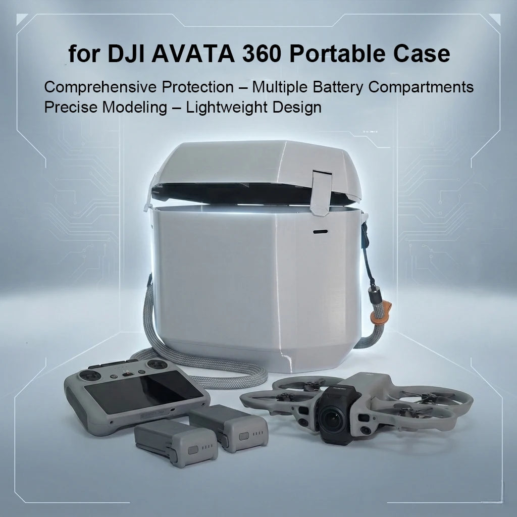 For DJI AVATA 360 Portable Storage Case EVA Foam Liner 3D Printed Shell Holds RC2 Remote And 2 Batteries Lightweight Design Peaceful Pleasures Health and Wellness
