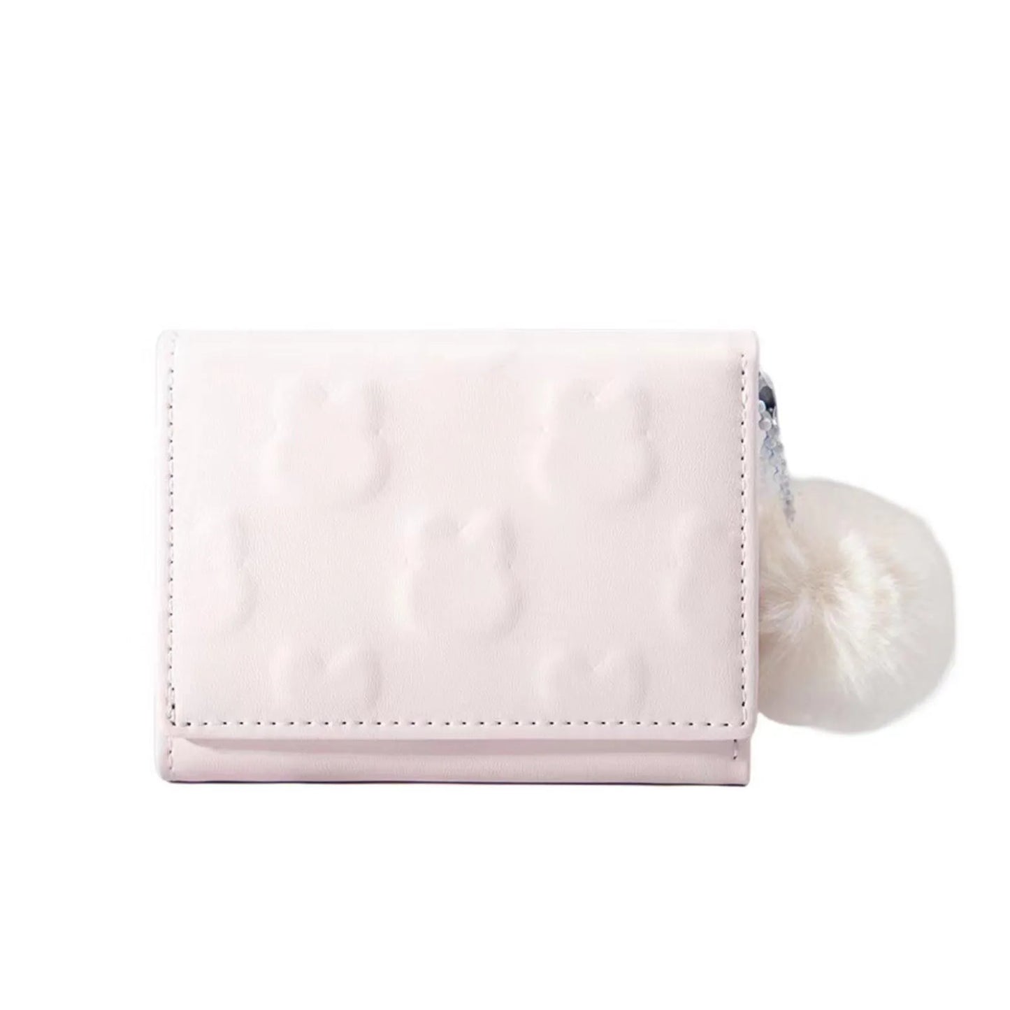 Sweet Short Ladies Wallet Rabbit Three-Fold Large Capacity Short Purse Gift for Girls Ladies Women Peaceful Pleasures Health and Wellness Pink