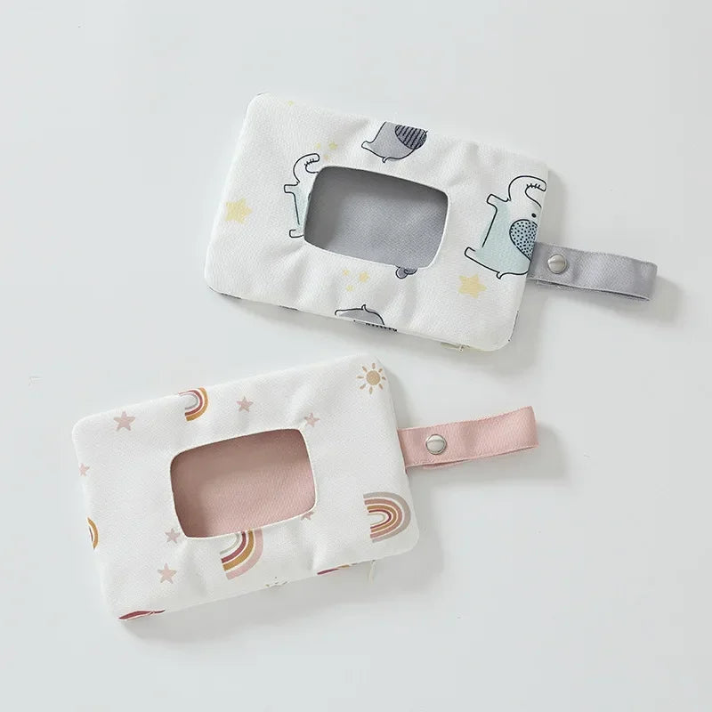 Cotton Baby Wet Wipes Holder Case | Reusable Travel Pouch