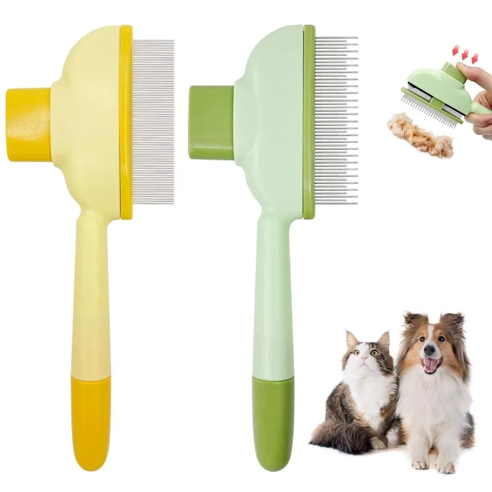 Self-Cleaning Steel Dog Comb | Pet Grooming Brush Tool