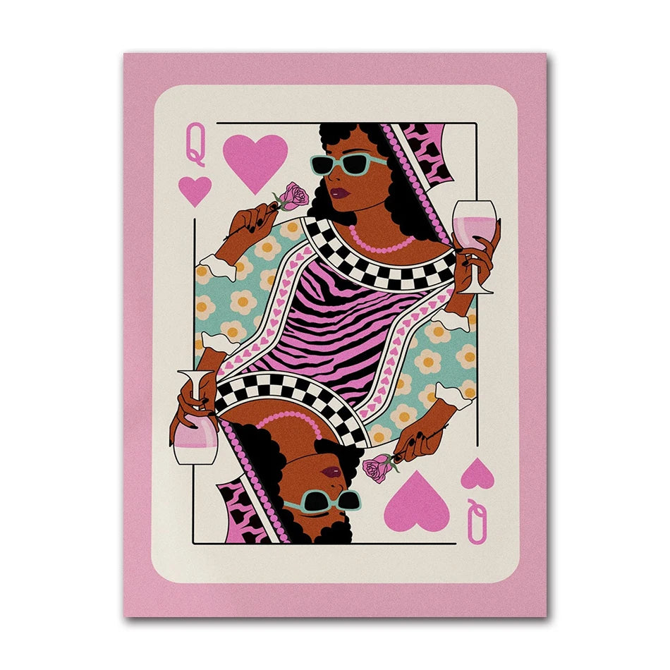 Queen of Hearts Leopard Canvas Wall Art | Dorm Room Decor