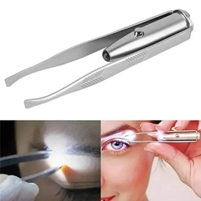 5pcs Portable Stainless Steel Smart Design Eyebrow Hair Remove Tweezer with LED Light Makeup Tool Peaceful Pleasures Health and Wellness