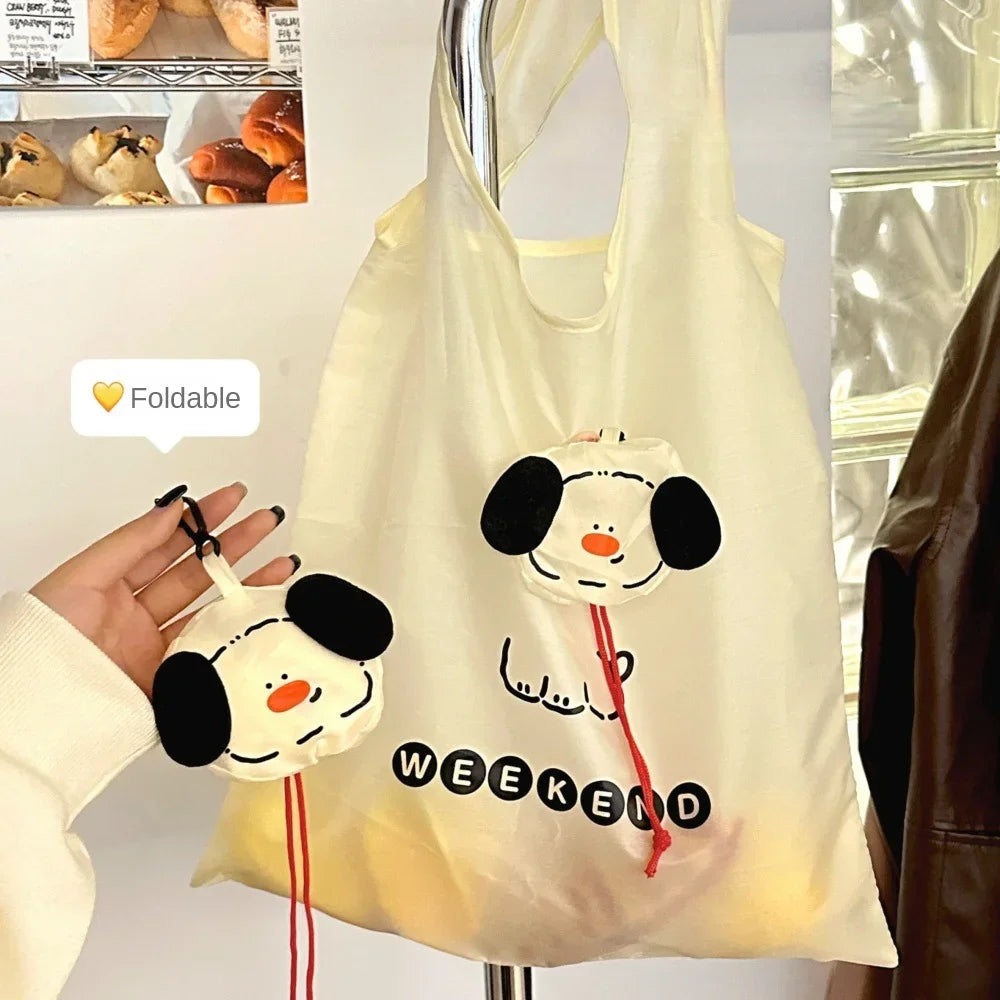 Cute Dog Reusable Grocery Tote Bag – Foldable & Washable